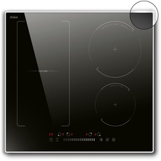 Induktionskochfeld, Hobsir 4 Platten Einbau 60cm Kochfeld Induktion, Kochfelder Autark mit Flex-Zone, 7200W, Slider-Touch-Steuerung, Kindersicherung, Kein Stecker