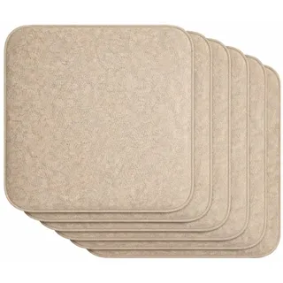 Brandsseller 6er Set Sitzkissen aus Filz 35x35x2 cm – Robuste Stuhlauflagen für innen und außen, eckiges Sitzpolster, strapazierfähiges Kissen für Stühle - Beige