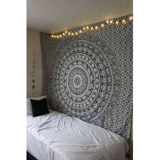 Popular Handicrafts Tapisserie Wandbehang Schwarz und Weiß Hippie Mandala Tapisserie Wandkunst Collage Wohnheim Strand Überwurf Bohemian Hippie Wandbehang Wandteppich Wanddekoration Boho Tagesdecke