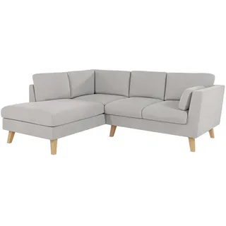 S-Style Möbel Ecksofa Mario Silber Microfaser , Silberfarben , Textil , Echtholz,Buche , Füllung: Silikon,Komfortschaum , L-Form,L-Form , 221x186 cm , Hergestellt in Europa, Oeko-Tex® , Wohnzimmer, Sofas & Couches, Wohnlandschaften, Ecksofas