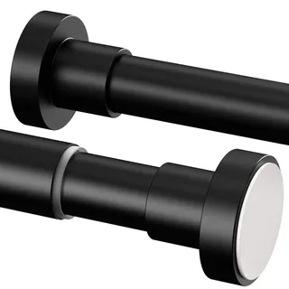 1 Stück Duschvorhangstange ohne Bohren Ausziehbar teleskopstange vorhang Edelstahl Duschvorhangstange,Gardinenstangen für Schrank,Badezimmer,Balkon,Duschvorhang(135-200cm,φ25mm,Schwarz)