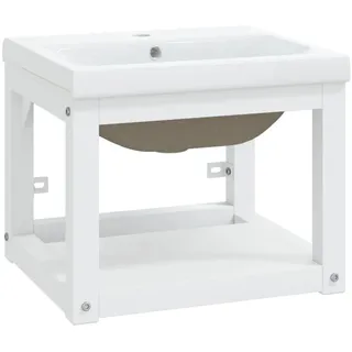 Badezimmer-Waschtischgestell mit Waschbecken Weiß Eisen - Weiß