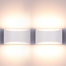 Glighone 2 Stück Up Down Wandleuchte Dimmbar Wandlampe LED wandleuchte innen Modern Wandbeleuchtung Wandlicht Innen Wandlampe Innen Unendliches Dimmen Weiß für Wohnzimmer Schlafzimmer 3000K