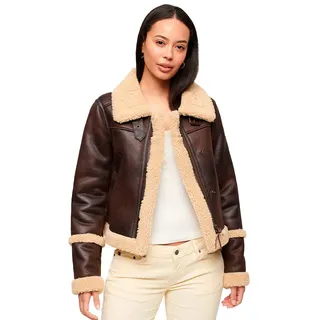 Superdry Faux Shearling Crop Jacke - Dark Brown - XL