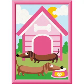 Ravensburger CreArt - Charmante Dackel - Malen nach Zahlen Hunde für Kinder ab 7 Jahre, Malset mit Rahmen, Pinsel und Acrylfarben, Geschenk für Mädchen und Jungen