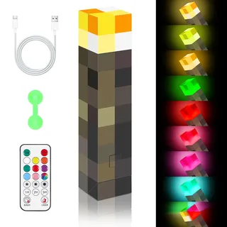 Kssvzz LED Craft Fackel Lampe, 28cm Wall Fackel Nachtlicht mit Fernbedienung, USB Wiederaufladbar für Nachttischlampe, 8 Farbe, con Ton und Licht Flamme Nachahmen