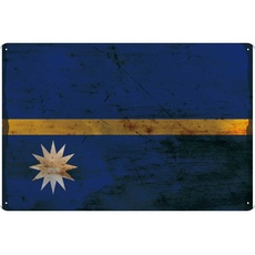 Blechschild Wandschild 20x30 cm Nauru Fahne Flagge