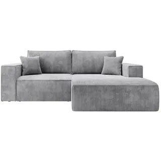 Selsey Ecksofa Farese Mini mit Cordbezug Hellgrau, rechts , Textil , Ottomane rechts, L-Form,L-Form , 240x167 cm , Wohnzimmer, Sofas & Couches, Wohnlandschaften, Ecksofas