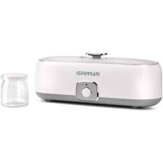 G3 Ferrari G10133 Joghurtbereiter Fermento 4, 20W, 4 Glasbehälter je 180 ml, transparenter Deckel mit Griff, Weiß