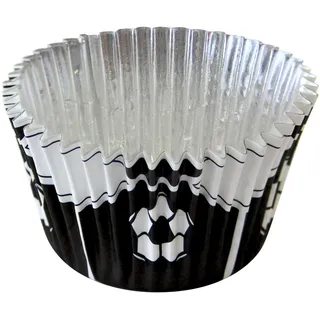 PME BC765 Foliengefütterte Backförmchen für Cupcakes, Motiv Schwarzer Fußball, Standardgröße mit tieferer Füllung, Packung mit 30 Stück, Kunststoff, Black, 7 x 7 x 2.8 cm, Einheiten