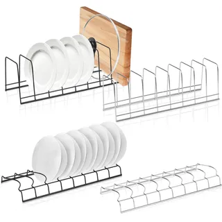 MOAMUN 4 Geschirrabtropfgestell Abtropfgestell, Tellerhalter Tellerständer Geschirrständer, Edelstahl Teller Organizer Schrank Dish Drainer Dish Rack für Topf Deckel Schüssel Teller Schneidebretter