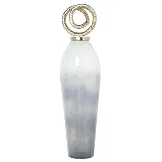 Dekorative Bodenvase aus Glas mit Metalldeckel in Gold und Weiß, 104 x 28 x 28 cm