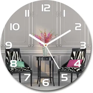 Wanduhr aus Glas 30fi Glasbild Glasuhr Gehärtetes Glas - weisse-zeiger - Two chairs - Schwarz