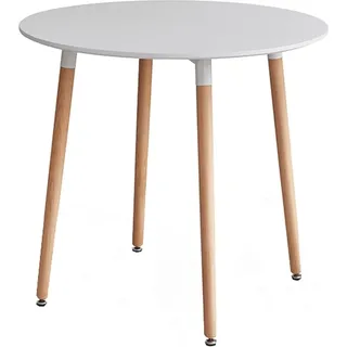 Kondela Runder Esstisch Elcan New 80 - Weiß / Buche - Weiß