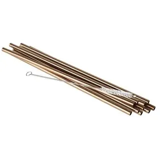 APS Trinkhalme Edelstahl, 10er-Set, inkl. Reinigungsbürste, Ø 6 mm, Länge 21,5 cm, Kupfer-Look