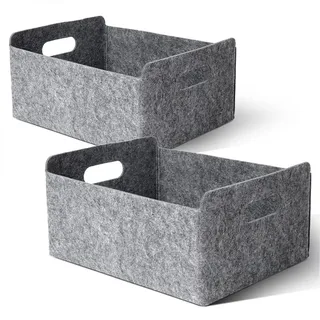 cozary Filzkorb Aufbewahrung 30 x 24 x 15 cm grau