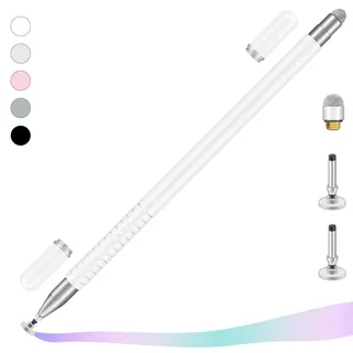 iMoebel Tablet Stift Eingabestift Universal, 2 in 1 Touchscreen Stift Stylus Pen mit 2 Magnetischen Kappen für Tablets Handy iPad iPhone Smartphone Samsung Huawei usw., Keramikweiß