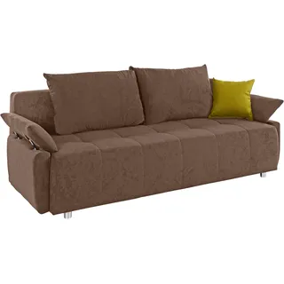 Schlafsofa COLLECTION AB "3-Sitzer, Funtastic", braun (hellbraunkaf), B:212cm H:84cm T:96cm, Zierkissen: 100% Polyester;Struktur (100% Polyester);Kunstleder SOFTLUX;Microfaser PRIMABELLE (100% Polyester), Sofas, Schlafsofa, inkl. Bettfunktion, Bettkasten, Federkern, Frei im Raum stellbar
