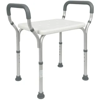 Mobiclinic Duschhocker Acueducto Höhenverstellbar mit Armlehnen Aluminium weiß
