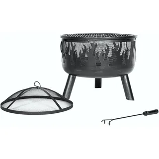 Buschbeck Feuerschale "Faya" ØxH: 53x55 cm, mit Funkenschutzhaube und Grillrost, schwarz