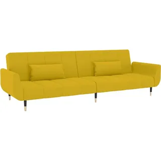 vidaXL Schlafsofa 2-Sitzer mit 2 Kissen Gelb Samt - Gelb