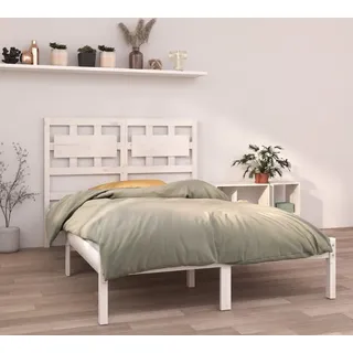 vidaXL Massivholzbett Weiß 120x200 cm - Bettrahmen - Bettgestell - Bett - Massivholzbett - Weiß