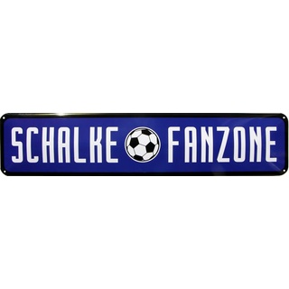 WOGEKA ART Retro Blechschild - SCHALKE Fanzone - lustiger Fußball Spruch als Geschenkidee zu Geburtstag Weihnachten Deko 46x10 cm Vintage Schild Straßenschild Metallschild STR55