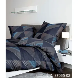 JANINE J.D. Mako-Satin grafisch nachtschattenblau 135 x 200 cm + 80 x 80 cm