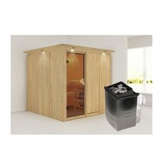 KARIBU Sauna »Valga«, inkl. 9 kW Saunaofen mit integrierter Steuerung, für 4 Personen - beige