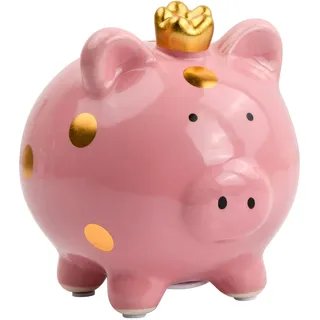 Sparschwein Keramik, Sparbüchse Schwein, Spardose Erwachsene Kinder, Glücksschwein Spardose Hochzeit Geburtstag Weihnachten Neujahr Gechenkidee (Rosa)