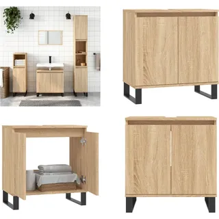 vidaXL Badschrank Sonoma Eiche 58x33x60 cm Holzwerkstoff - Badezimmerschrank - Badezimmerschränke - Schrank - Schrank Bad - Braun