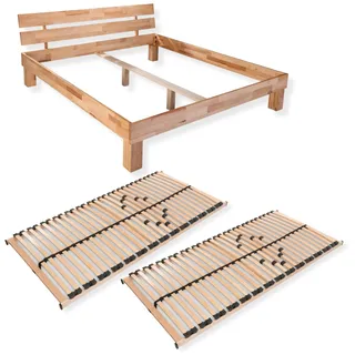 Sparset Juliane – Massivholzbett aus Kernbuche mit passendem Lattenrost - 200 x 220 cm