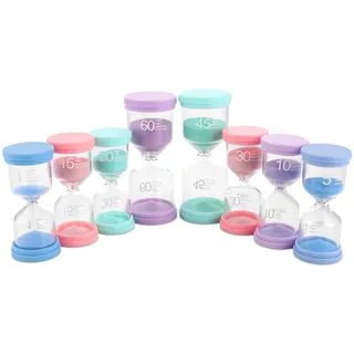 MIVIDE 8 Stück Sanduhren Set, 6 Farben Sanduhr, 1/5/10/15/20/30/45/60 Minuten Sanduhren Set für Kinder, Küche, Büro, Spiel Timing (Macaron-Farbe)