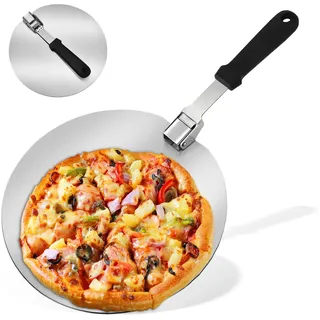 Pizzaschieber Edelstahl, 30,5x22cm Pizzaschaufel Aus Rostfreiem Edelstahl, Pizza Schieber, Pizza Schaufel Metall, Runder Pizzaschieber Mit Klappgriff Für Pizza, Brot, Gebäck