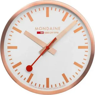 Mondaine A995.CLOCK.17SBK roségoldene Wand-, Bahnhofsuhr 40 cm aus Aluminium - Weiß