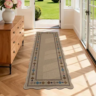 SHACOS Teppich Läufer 60x180 cm Läufer Flur rutschfest Teppichläufer Küchenteppich Waschbar Flur Teppich Läufer für Eingang, Küche, Wohnraum, Braun, Bunt