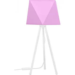 Light-Home Lampenschirm Tischlampe Modern - Elegante Nachttischlampe für Schlafzimmer Wohnzimmer - Tischleuchte E27 - 46x22,5 cm - Weiß und Rosa Diamant - Weiß, Rosa