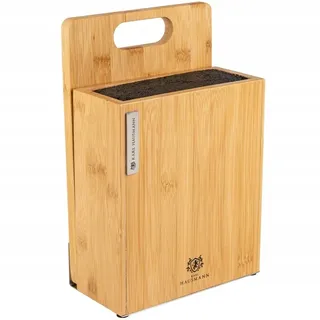 Magnetischer Messerblock Messerhalter aus Bambus solid + Schneidebrett Set ohne Messer Karl Hausmann