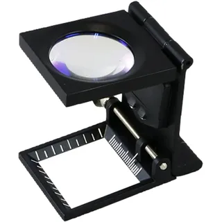 Metall-Fadenzähler 6-Fach, LED-Beleuchtung, justierbarer Zeiger, verzerrungsfrei, schwarz