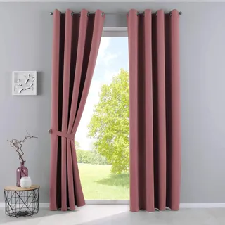 Gardinenbox Newyork Ösen 140 x 245 cm Altrosa 2er-Pack
