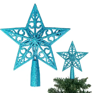 Shatchi Weihnachtsbaumspitze mit Glitzerstern, 14,5 cm, bruchsicher, für Weihnachtsbaumschmuck, Weihnachtsbaumspitze, Baumkrone, Feiertagsdekoration