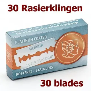30 Stück MERKUR SUPER PLATINUM Rasierklingen für Rasierhobel & Shavette ROSTFREI