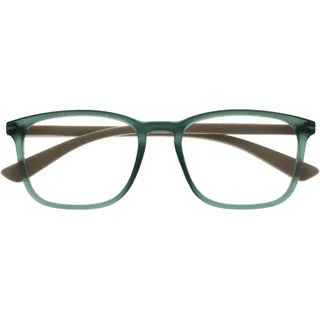 OPULIZE Max Lesebrille - Klassische große rechteckige Fassung - Brille in mattem Transparentgrün mit beigen Bügeln - Herren Damen Unisex - R78-6 - +3,50