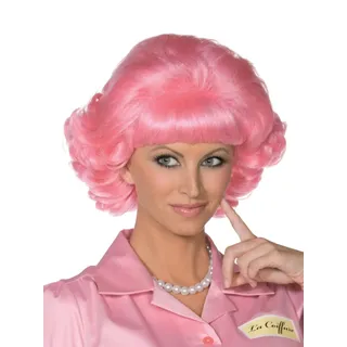 Smiffys Perücke Grease Frenchy, Rosa, Kurz & lockig Halloween und Karneval