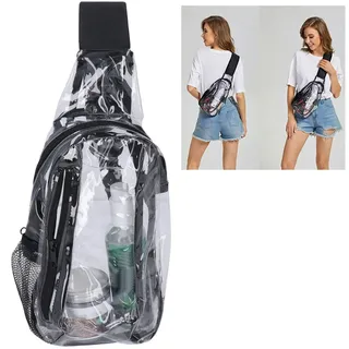 Transparente Sling Bag, Stadionzugelassen, kleine, lässige, wasserdichte, transparente Brusttasche aus PVC für Wanderstadien oder Konzerte
