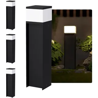 SSC-LUXon ZAVO 4er Set Pollerleuchte Lichtsäule Wegeleuchte Standleuchte schwarz IP44 - Gartenlampe Wegelampe für draußen 230V