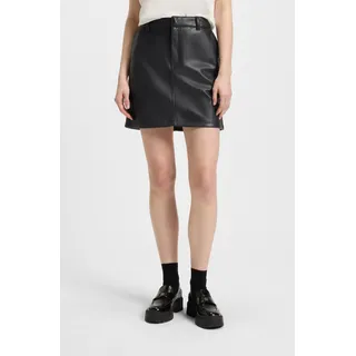 Minirock HUGO BLUE "Rihale", Damen, Gr. 46, schwarz (schwarz 001), Obermaterial: 55% Polyester, 45% Polyurethan, unifarben, mini, Röcke Minirock, in Lederoptik, Slim Fit