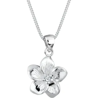 Elli Halskette Frangipani Blüte Diamant (0,03 ct) Silber/Weiß