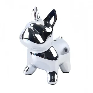 Qury Keramik-Spardose, niedliche Hunde-Spardose, beste Geburtstagsgeschenke, Heimdekoration (Silber)