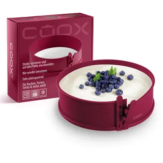 coox Springform mit Porzellanboden ⌀ 26 cm in Dunkelrot, backen und direkt auf der Porzellanplatte servieren und schneiden, kein Umsetzen nötig